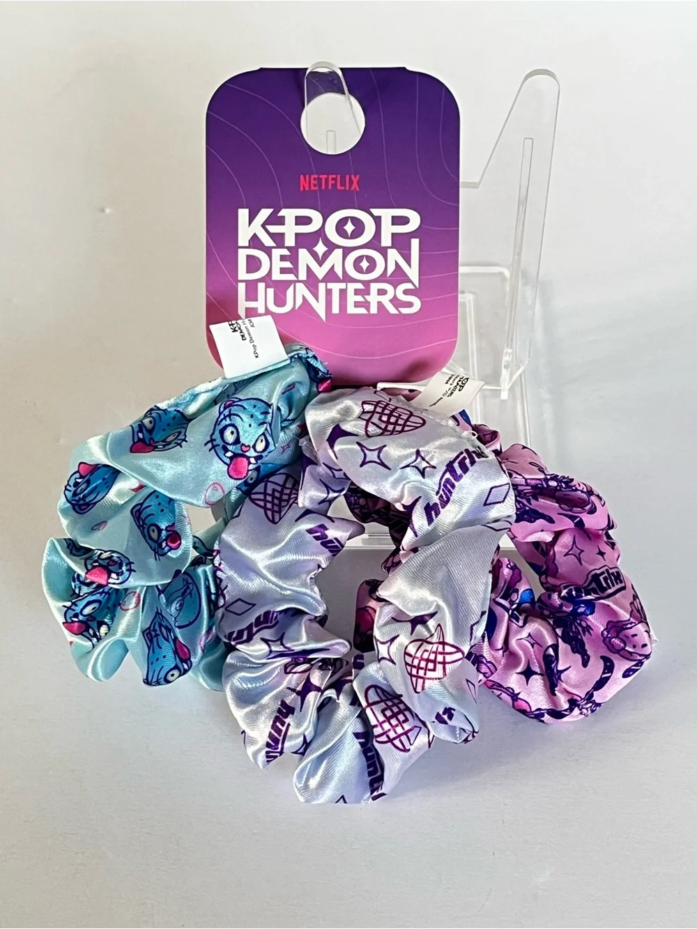 Kpop Demon Hunters Hair Scrunchies Set with Derpy Character & Huntrix Logos